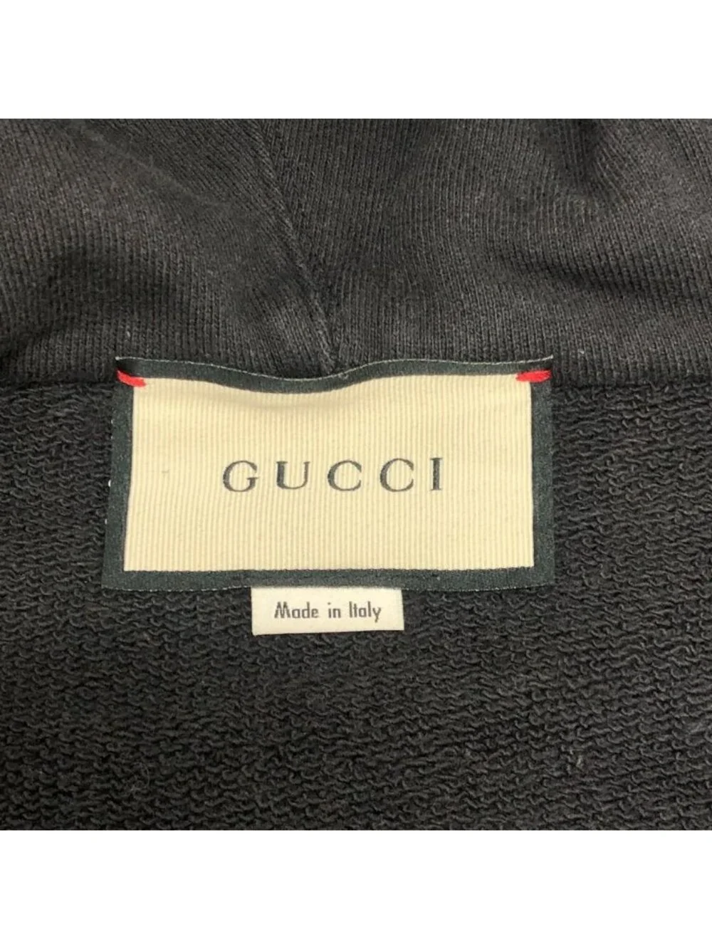 Gucci Hoodie Arm Logo Print Half Zip Cotton Black